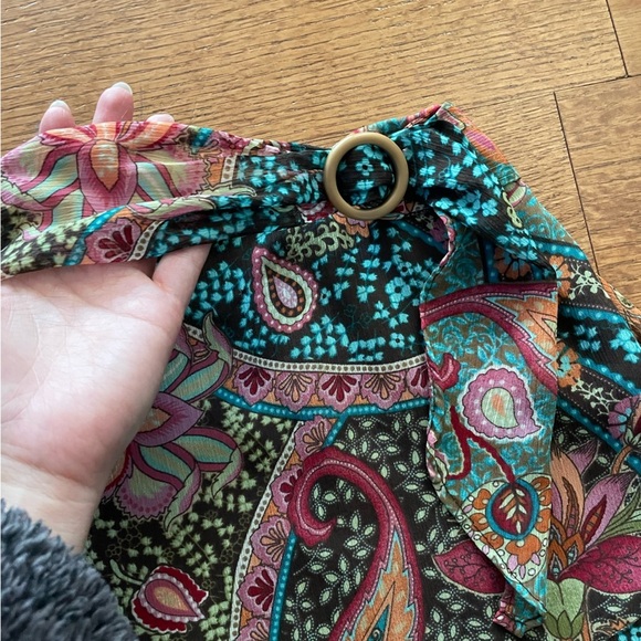 Vintage Paisley Side Buckle Skirt 14 Fairy Gauzy Boho Y2K Whimsical Dainty Artsy - Picture 4 of 8